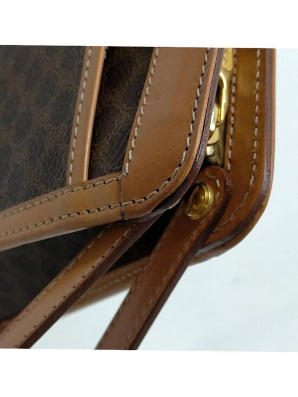Authentic Celine Macadam Clutch Brown PVC Leather Wristlet Vintage Logo Pouch - Picture 8 of 16